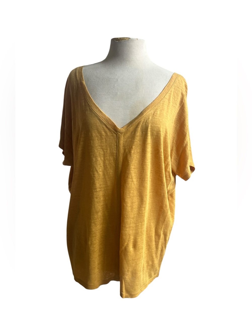 Eileen Fisher L mustard yellow linen top